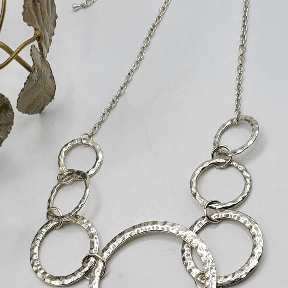 "5/$25" Daisy Fuentes Silvertone Hammered Circle Necklace - Picture 2 of 9